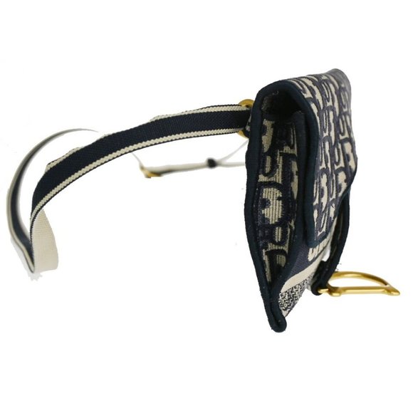 CHRISTIAN DIOR Oblique Trotter Bum Waist Bag Canvas Leather Navy Blue 675RJ247 - Picture 2 of 16